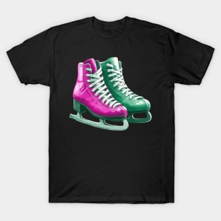 Pink Blue Ice Skating Boots T-Shirt